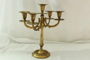 Vintage Messing 12" hoch 4 Arme 5 Kerzenleuchter Kandelaber mit Muschel Detail - Bild 1 von 16