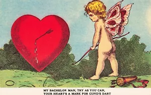 My Bachelor Man..Try As You Can..Cupid Vintage PC - Bild 1 von 2