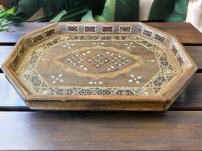 Handmade Large tray for serving drinks, high quality made of wood,micro mosaic - Image 1 of 4
