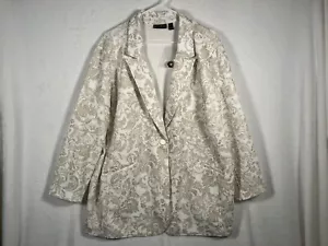 Susan Graver Occasions Ivory Knit Blazer Jacket Plus Size 3X Petite (3XP) Print - Picture 1 of 8