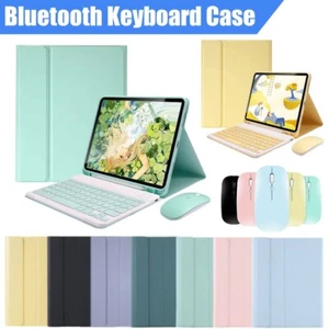 For iPad 5/6/7/8/9th Gen Air 3 4 5 Pro Smart Case Bluetooth Keyboard Mouse Cover - Picture 1 of 27