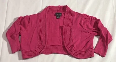 Dots Open Cardigan Women's Small Crochet Feminine Minimalist Barbiecore Pink - Image 1 of 4