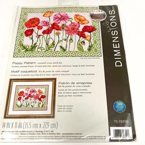 Dimensions 35350 Poppy Pattern Counted Cross Stitch Kit 14" X 11"  - Picture 1 of 4