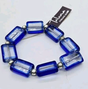 TALANA Lucite Stretch Armband Slip ON Runway klar blau One Size Vintage - Bild 1 von 6