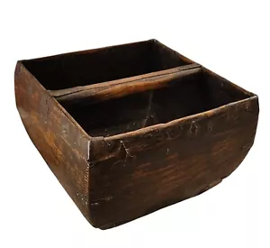 Antique Primitive Chinese Wood and Metal Rice Harvest Trug Bucket Wooden Rare - Picture 1 of 6