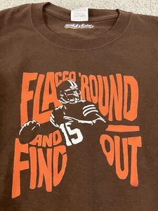 Joe Flacco | Flacco Round And Fond Out | Brown Long Sleeve Shirt Size Small - Picture 1 of 5