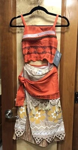 NEW Disney Parks Moana Costume 9/10 Skirt Top 2 Piece Outfit Lined Dress Up Kids - Picture 1 of 9