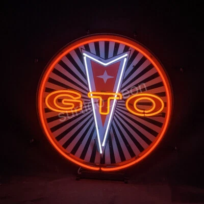 Orange GTO Auto Car Glass Neon Light Sign Garage Bar Room Wall Visual 20"x20"