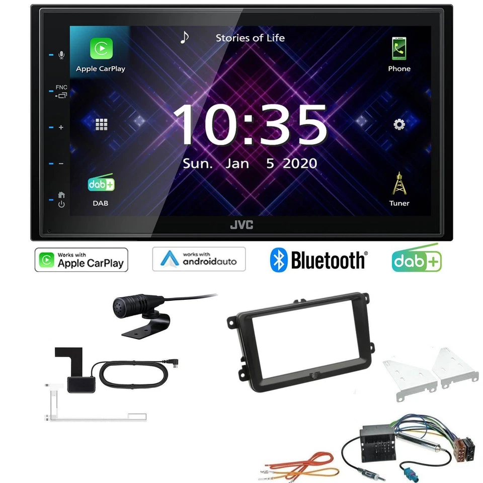 JVC Autoradio Apple CarPlay Android Auto DAB+ für Skoda Fabia II 2007-2014 black - Bild 1 von 4