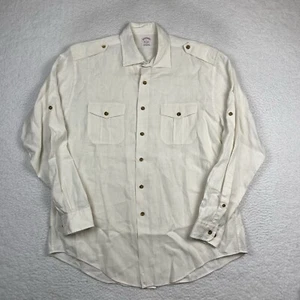 Vintage Brooks Brothers 1818 Button Up Large 100% Irish Linen Traditional Fit - Picture 1 of 6