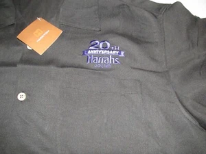 Harrahs Joliet Casino 20th Anniversary Harriton Embroidered Button Up Shirt Sz M - Picture 1 of 4
