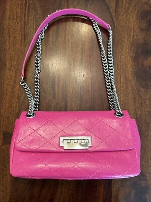 JOSEPH KATZ BANDOLERA/BOLSO DE MANO DE CUERO ACOLCHADO ROSA FUCSIA ML Foto 1 de 4