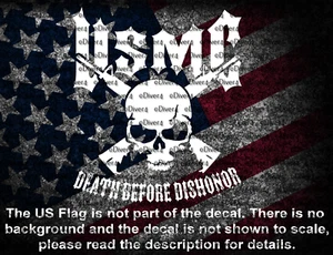 USMC Death Before Dishonor Skull & Crossed M16's Vinyl Decal Sticker US Seller - Picture 1 of 8