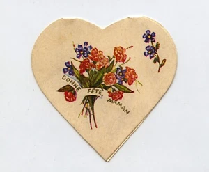 Ancien coeur message fête des mères bouquet fleurs fleuriste début 20e s. - Picture 1 of 2