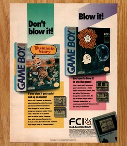 Gameboy FCI Tasmania Story Bubble Ghost - Videospiel Print Werbung Poster Art 1991 - Bild 1 von 3