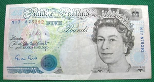 1990 Bank of England Banknote - 5 Pounds P382A S626 - Picture 1 of 2