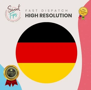 GERMAN FLAG ROUND EDIBLE BIRTHDAY CAKE TOPPER DECORATION PERSONALISED - Picture 1 of 1