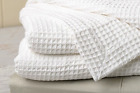 Santa Grace Honeycomb Waffle White Blankets Bed/Sofa/Couch Throws 100% Cotton