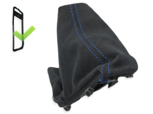 FOR BMW F22 / F23 2014-2021 HANDBRAKE GAITER ALCANTARA STITCHING BLUE + FRAME - Picture 1 of 4