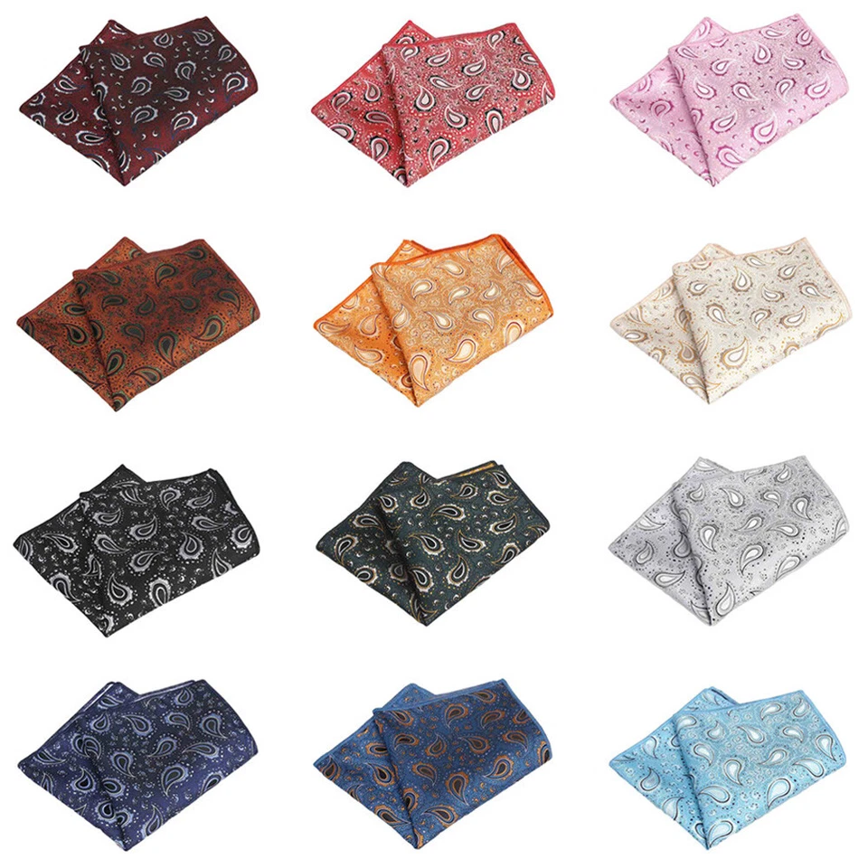 Men Classic Paisley Floral Handkerchief Wedding Party Pocket Square Formal Hanky - Image 1 of 1