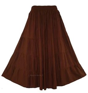 BeautyBatik Brown Women BOHO Gypsy Long Maxi Tiered Peasant Skirt 3X 22 - Picture 1 of 8