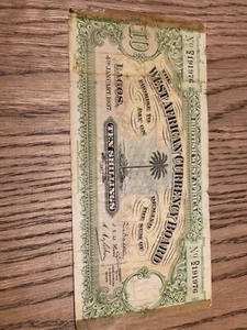 1937 BRITISH WEST AFRICA 10 SHILLINGS LAGOS - Picture 1 of 2