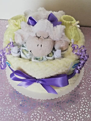 Zuckersüßes Windelgeschenk Windeltorte zur Taufe, Geburt o. Babyparty - Bild 1 von 3