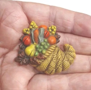 Vintage Hallmark Plastic Cornucopia Fall Brooch Pin 1 3/4", M7 - Picture 1 of 4