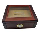 Glass Top Cedar Humidor with Front Digital Hygrometer READ!!! 