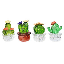  4 Pcs Resin Car Ornaments Office Cactus Accessories Tiny Plant Pots Figurine