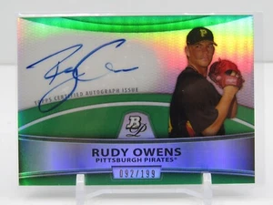 RUDY OWENS 2019 BOWMAN PLATINUM AUTOGRAFO VERDE AUTOMATICO #092/199! PIRATI!! - Foto 1 di 2