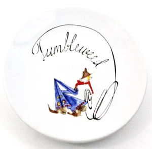 Pottery Barn Cowboy Plate Tie One On Tumbleweed Drink Recipe Ceramic 8 in - Picture 1 of 5