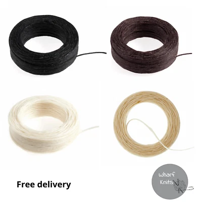 Waxed Linen Thread 22m Black, Brown, White, Natural Jewellery, Leather 1mm thick - Image 1 of 2