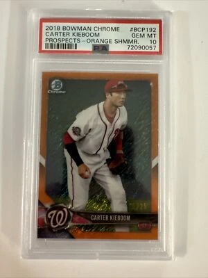 2018 Bowman Chrome Prospects Carter Kieboom #BCP192 Orange Shimmer /25 PSA 10 - Image 1 of 4