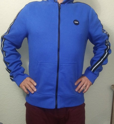 Felpa con cappuccio pullover logo Michael Kors uomo. Grande. blu.