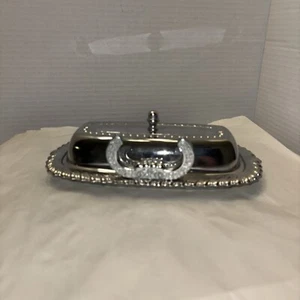 Irvinware Vintage Chrome Stainless Steel Plated Butter Dish w/Knife Holder - Picture 1 of 6