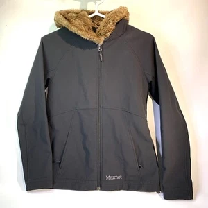 Marmot Winter Jacket With Faux Fur Lined Hood Womens Size Medium Black - Picture 1 of 9
