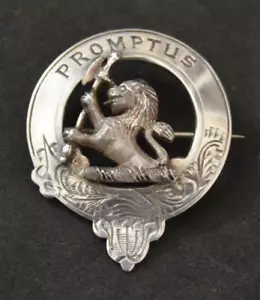 Vintage hallmarked silver Kemp / Kempt family clan badge Medlock Craik - Foto 1 di 5