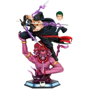 Anime One Piece Yama Roronoa Zoro ASURA Haki Enorme Statua 50cm GK Modellino Luminoso - Foto 1 di 24