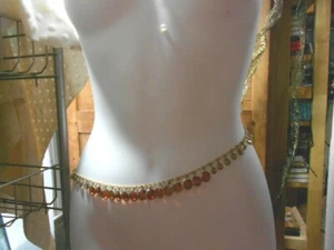 CHICOS EXTRA LONG AMBER CRYSTAL BEADED NECKLACE OR BELLY DANCER CHAIN  # 6114 - Picture 1 of 7