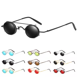 Retro runde Sonnenbrille Herren Damen 90er Vintage Gothic Steampunk Brille Farbtöne - Bild 1 von 17