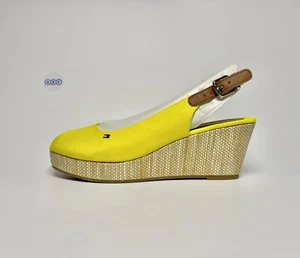 Tommy Hilfiger Iconic Elba Slingback Wedges Sandals Yellow UK Size 6.5 EUR 40 - Picture 1 of 18