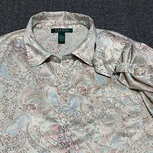 Lauren Ralph Lauren Donna Paisley Raso Abito da Notte Rotolo Tab Maniche Pigiama (TG. L) - Foto 1 di 12