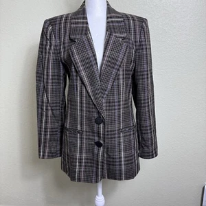 Vintage Nordstrom Point of View Women's Blazer Brown & Black Plaid Size 2 - Picture 1 of 7