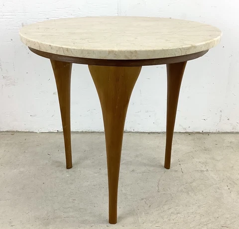 Mid-Century Marble Top Oval End Table- Made in Italy Cover