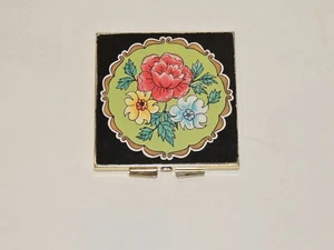 c. 1950's Enameled Flower Mirror Compact - Picture 1 of 3