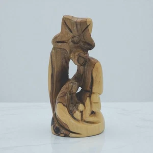 Geschnitzte Krippe Weihnachten Olivenholz Skulptur Stern Heilige Familie Religiös 5,5" - Bild 1 von 8