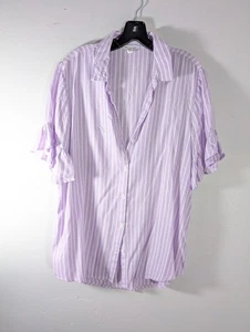Beach Lunch Lounge Damen Top Bluse Shirt Gr. M Knopfleiste gestreift Lavendel - Bild 1 von 8
