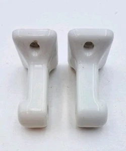 Antique / Vintage Bathroom Towel Bar Ends Porcelain Old Hardware Lot of 2 - Picture 1 of 12
