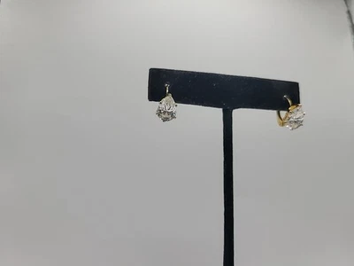 Золотистый каплевидный CZ рычаг назад серьги шикарный прозрачный кристалл свадебный вечер - Изображение 1 из 4